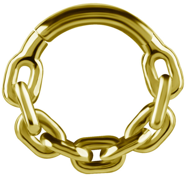 Yellow Gold Segment Clicker Ring with Chain Design