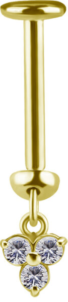 Threadless Yellow Gold Vertical Helix Dangle with Premium Zirconia #TR35