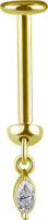 Threadless Yellow-Gold Vertical Helix Dangle with Premium Zirconia