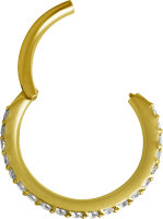 Gelbgold Clicker-Ring mit 18 Premium Zirkonia - 1.2 mm Stärke