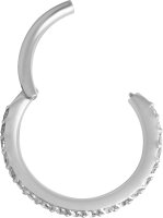 White Gold Clicker Ring with 18 Premium Zirconia - 1.2 mm