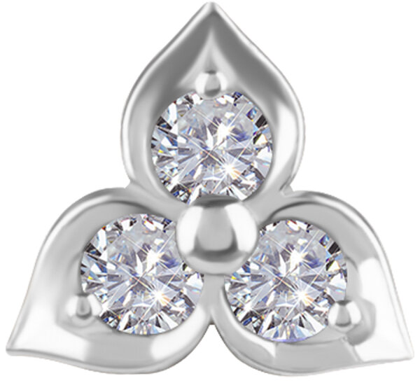 Internal yellow gold attachment with Lab Created Diamonds and one blue Topaz - 0.8 mm thread