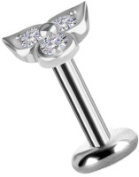 Internal yellow gold attachment with Lab Created Diamonds and one blue Topaz - 0.8 mm thread